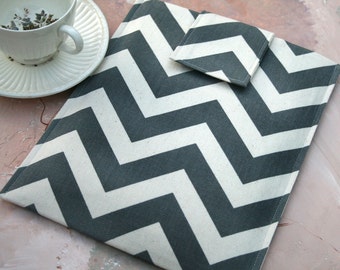 Macbook Case, Macbook Cover, Macbook Sleeve, 15" Macbook Pro Case in Grey Chevron