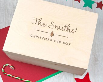 Christmas Eve Box Personalised Large Wooden Christmas eve Box