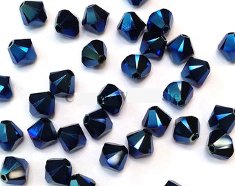 Crystal Metallic Blue AB2X - 5301/5328 Swarovski Crystal Bicone Bead - 3mm, 4mm, 5mm, 6mm