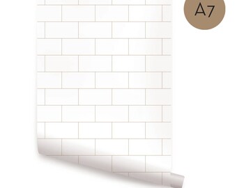 Subway Tile Lines Large Pattern Custom Color Peel & Stick Fabric Wallpaper Repositionable