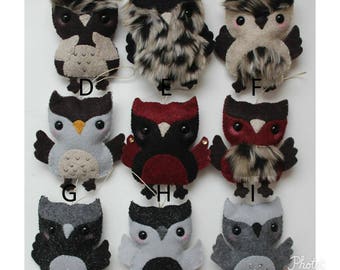 Felt owl ornaments, Owl keychains, Felt toy, Christmas ornament, Nursery decor, Handmade ornament, Christmas decoration