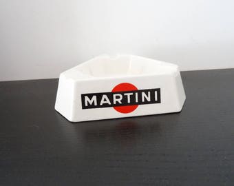 White porcelain vintage MARTINI ashtray / made in Paris