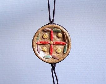Multicolor in glazed stoneware pendant necklace