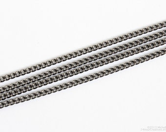 2mm Gunmetal Chain - Light Curb Chain - Gunmetal Plated Steel - Fine Chain - Bulk Chain by the Foot - Ships Fast from USA - Sold by the Foot