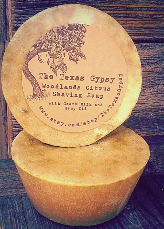 Woodland Citrus Shaving Soap- with Goats Milk and Hemp Oil (Citrus Nag Champa Eucalyptus)