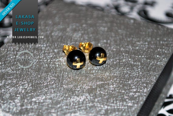Black Pearls Crosses Studs Earrings Sterling Silver Gold plated Jewelry Gifts for her Woman Moda Gilrfriend My Sweet Girl Design Best Price