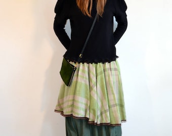 midi skirt green and brown,french