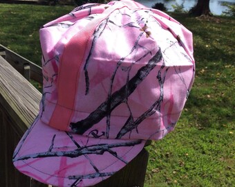 Pink Woodland/Frumz cycling cap, crown,lid,dome piece, handmade,lightweight cotton,frumzfarm