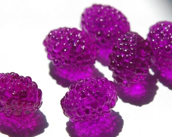 Vintage Purple Oval Bumpy Textured Plastic Beads (6) bds791B