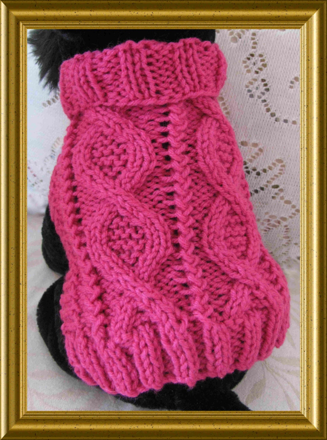 Dog sweater Knitting pattern Aran twists called Entwined Paths