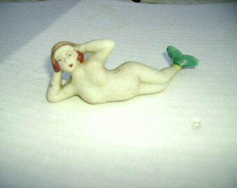 Vintage 1920s Bisque Bathing Beauty Mermaid Doll Figurine