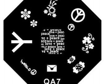PEACE & LOVE, World Peace - Nail Art Stamping Plate - Diy Nails! SALE!!!!