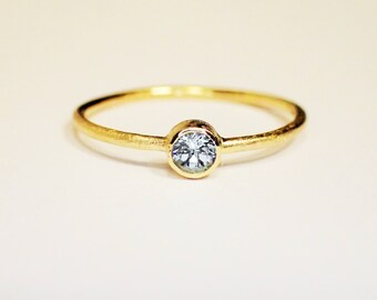 RING solid GOLD 14 kt AQUAMARINE
