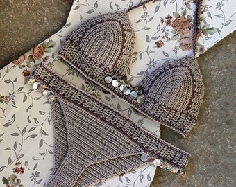 Crochet bikini set, Boho Crochet festival top, Festival clothing, Festival fashion, Coachella Crochet top, Crochet swimsuit, Bohemian bikini