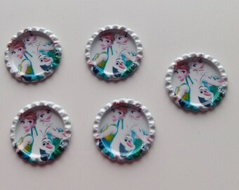 SET of 5 APPLIQUE cabochon ELSA anna frozen bottle cap