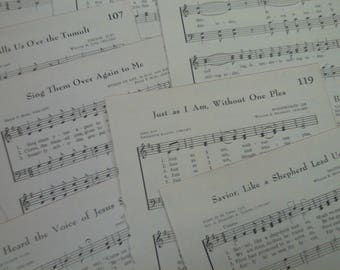 4-Vintage 1966 Hymn Book pages*set 15*junk journal*scrapbook*book pages*paper craft*prayer journal*faith journal*ephemera*vintage ephemera