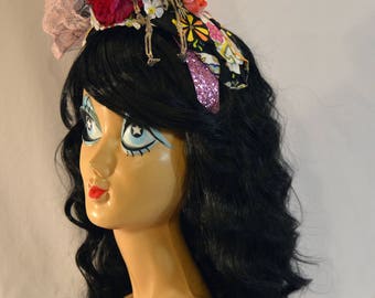 Dia De Los Muertos Day of the Dead Skeleton Flower Lace Fascinator Headpiece Headband