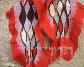 Stole felt nuno felted wool and silk