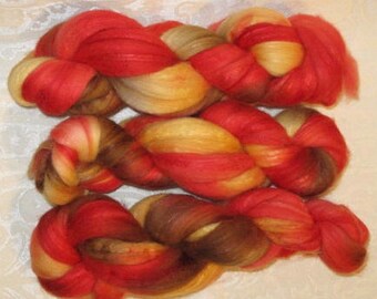 Handpainted Roving -- Organic Polwarth/Silk