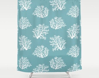 Coral shower curtain | Etsy Coral shower curtain | Etsy