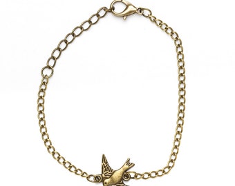 Bronze Swallow Bracelet | Swallow Charm Bracelet | Swallow Bird Jewellery | Gift Boxed Bracelet