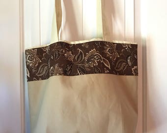 Tan and Brown Paisley Eco Tote Bag