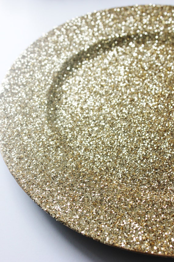 Set of 4 GOLD GLITTER CHARGER Plates Chargers Hand Glittered