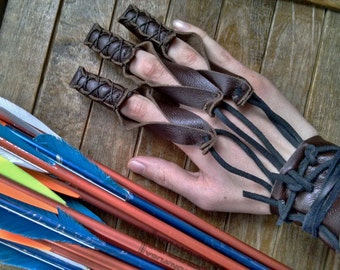 1 Archery Glove Shooting Leather Draw Hand Glove - Renaissance Medieval Ranger Rustic - Choose Your Size & Color