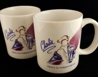 Charlie by Revlon Mugs, Here's To Independence, 1993, Pair of Two, Vintage