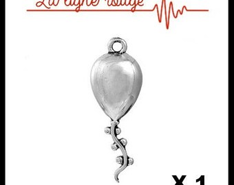 Pendant 32mm x 11mm antiqued silver ball