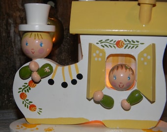 SALE Irmi Lamp, Nursery Lamp, Vintage Irmi Childs Lamp, Wooden Shoe Lamp
