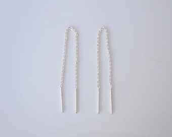 Simple threader sterling silver 8cm thread earrings