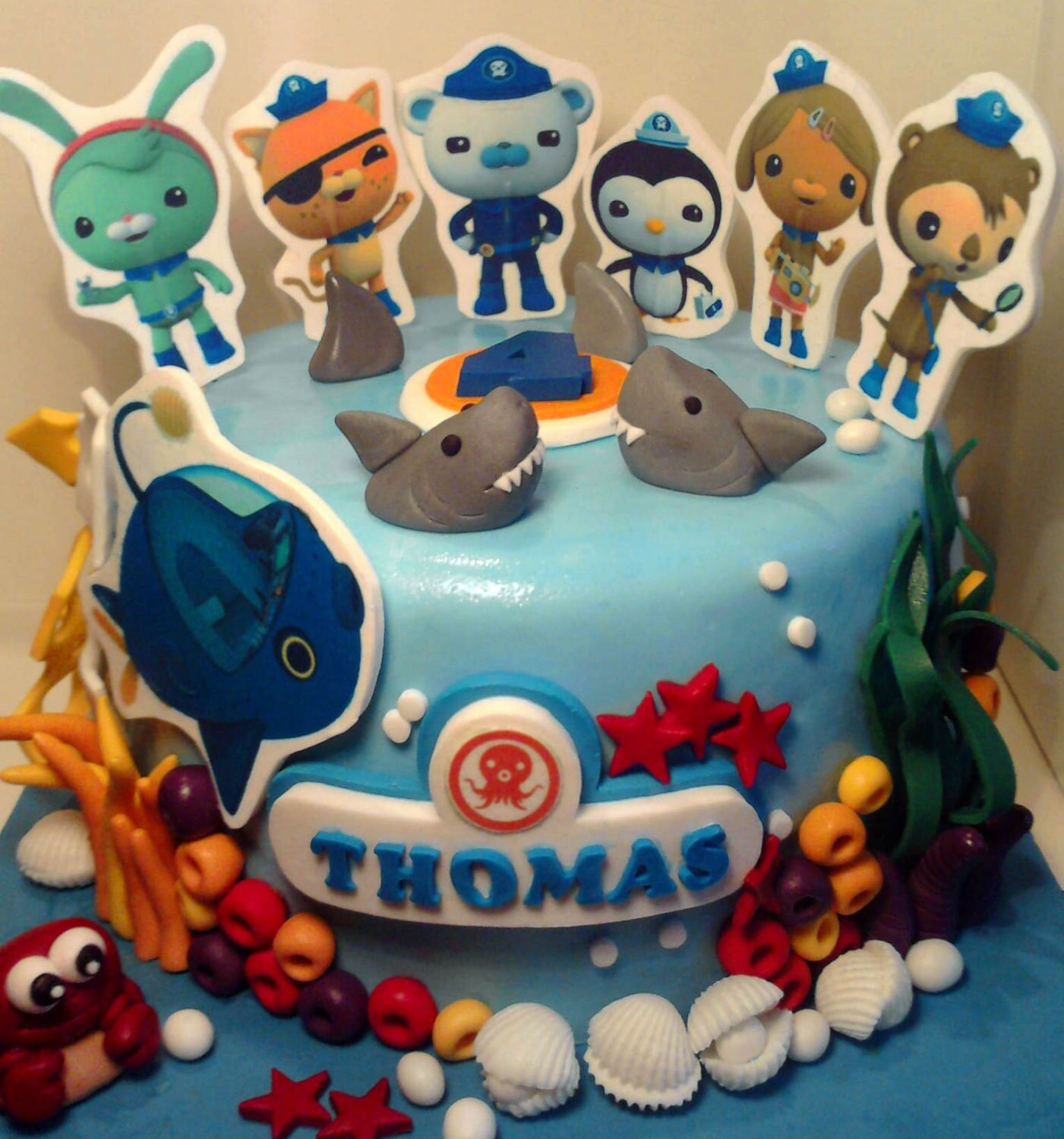 Personalised handmade Octonauts cake topper icing decoration