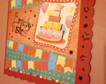 Decoupaged Birthday Card featuring a splendid birthday cake!