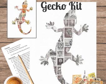 Gecko Postage Stamp Art Kit