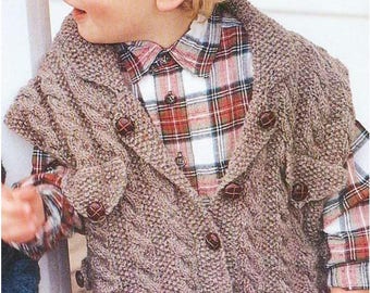 Instant PDF Digital. Download Vintage Knitting Pattern to make Waistcoat and Beret for Boy.PDF Knitting Pattern - 95