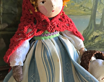 Red Riding Hood and the Wolf One of a Kind Handmade Art Doll