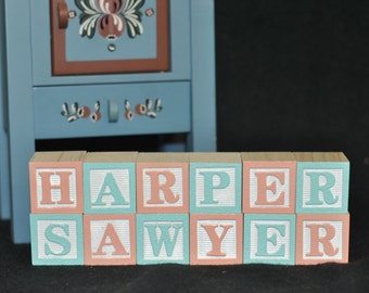 12 BLOCKS - Baby Names in Wooden Blocks, Nursery Blocks, Alphabet Blocks, Alphabet Letters, Baby Blocks, Maternity Photo or Baby Shower
