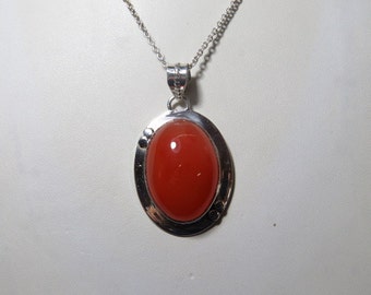 Orange Carnelian pendant - Natural Color Pendant Oval shape Pendant