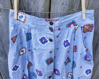 Blue Fun Print Skirt - S/M