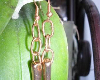 PIF- Pay It Forward Gold tone chain and horn dangle earrings