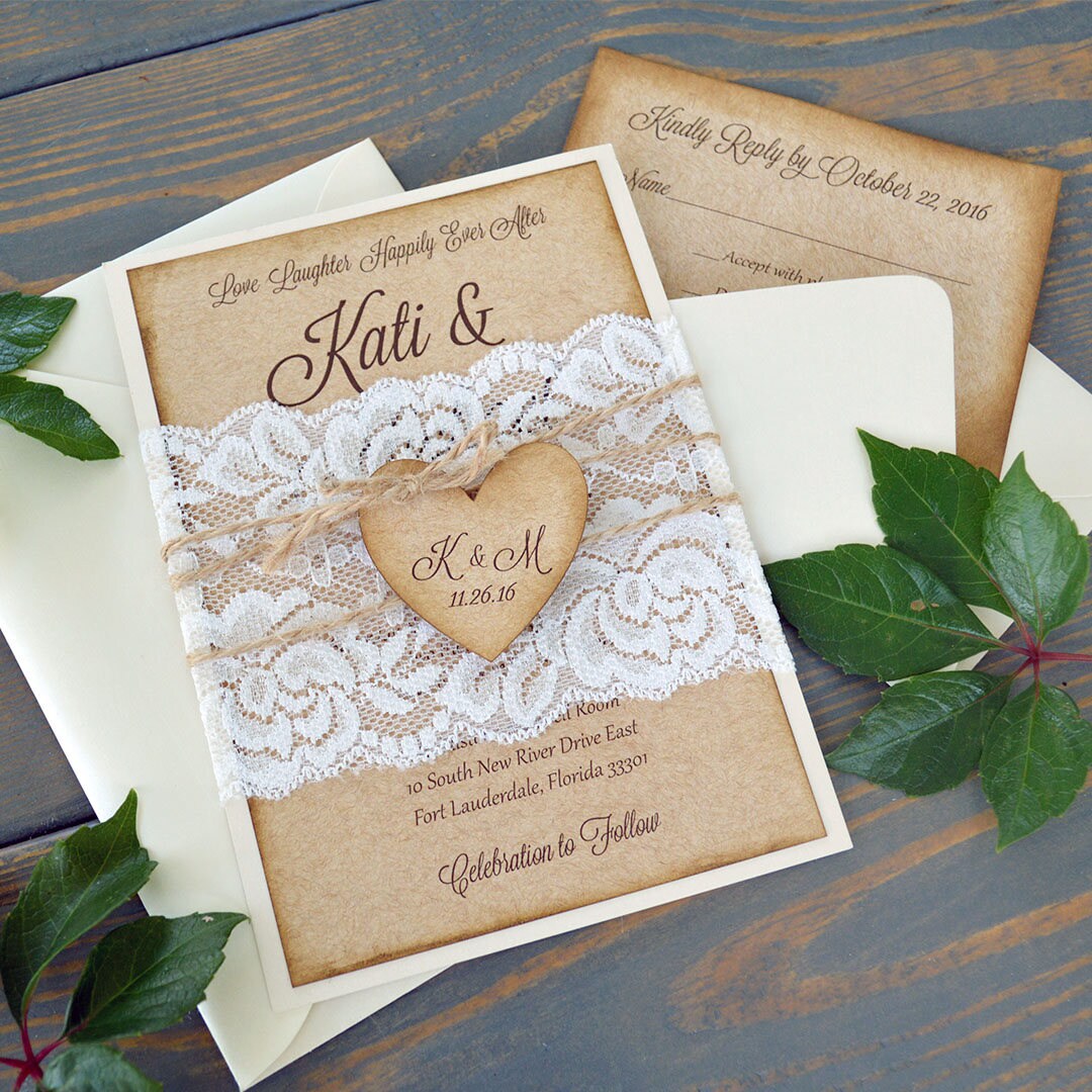 Wedding Invitations With Lace Wrap 7