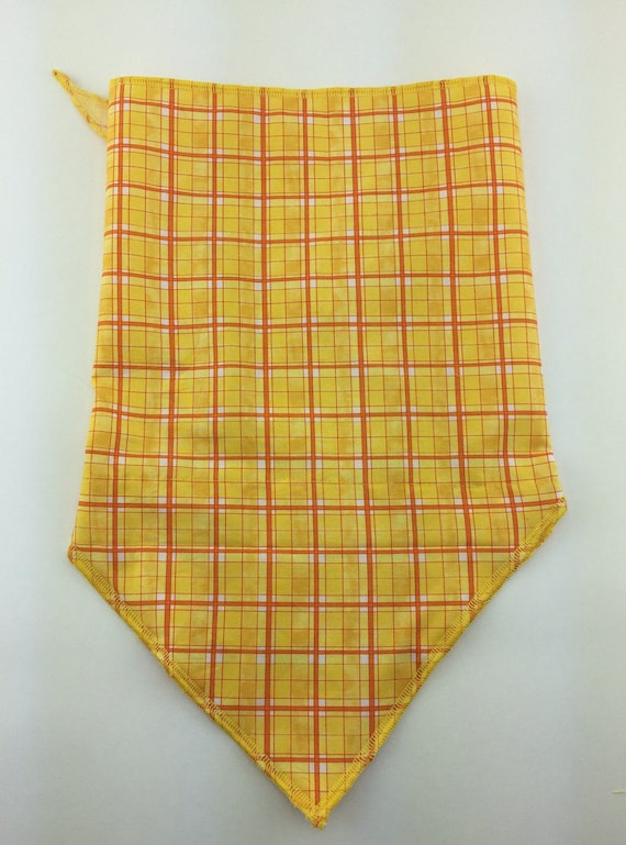 Chill Plaid: Yellow and Orange Stash Pocket Bandana w/ Basic Plaid Print