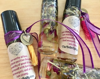 Self Love Oil - Crystal infused, herb infused flower infused oil growing love of self Love Yourself Confidence, self-love, positive image