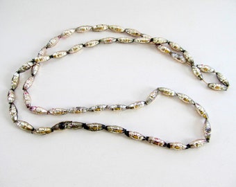 Vintage Mercury Glass Bead Garland/ Silver Mercury Glass/ Vintage Mardi Gras Necklace Bead