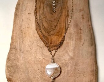 Lace Jasper gumdrops on sterling silver necklace