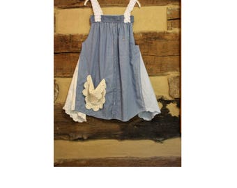 Womens Lagenlook Tunic Top Upcycled Hippie Clothes Tattered Mori Girl Prairie Style Bohemian Fashion Clothing Repurposed