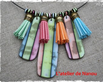 polymer clay handmade necklace "shadow"