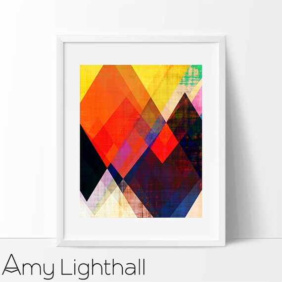 8 x 10 print mod bright colors geometric print modern