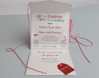 Winter Wonderland Pocketfold Wedding Invites 150mm Squared